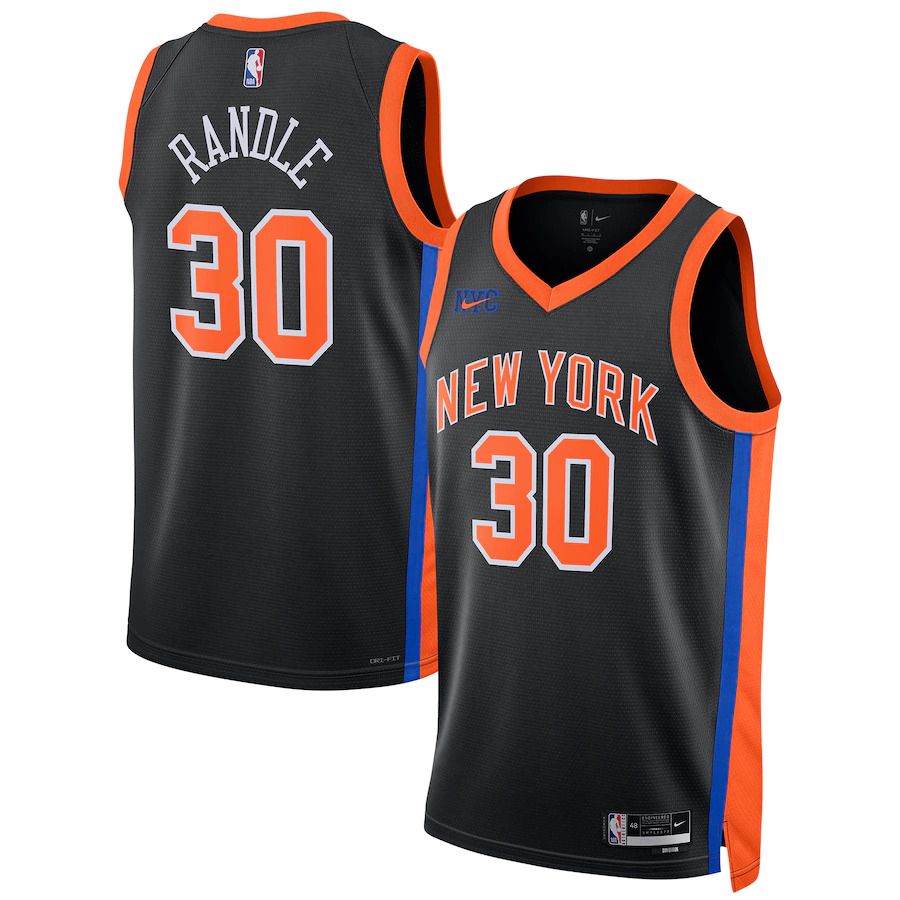 Men New York Knicks #30 Julius Randle Nike Black City Edition 2022-23 Swingman NBA Jersey